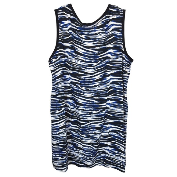 NWT Junarose Mini Dress Blue White Black Print Sleeveless Plus Size 24 - Picture 2 of 9
